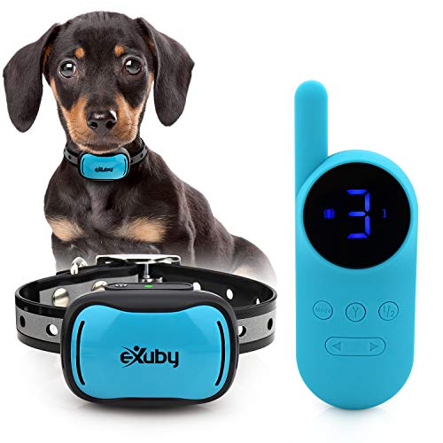 eXuby - Tiny Shock Collar for Small Dogs 5-15lbs - Smallest Collar on The Market - Sound, Vibration, Shock - 9 Intensity Levels - Pocket-Size Remote - Long Battery Life - Waterproof