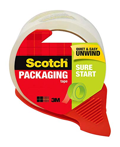 Scotch Sure Start Shipping Tape with Dispenser, 1.88 in. x 38.2 yd., Clear, 1 Dispenser/Pack