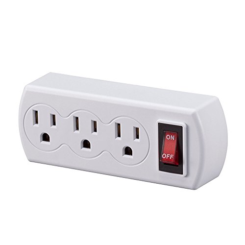 Uninex PS29UBC Grounded Triple Plug Outlet On/Off Power Switch, ETL Listed, White