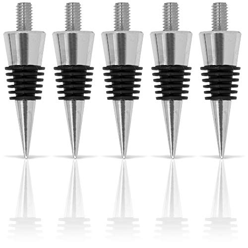 Classic Chrome Style Bottle Stopper with 3/8” x 16 tpi Threaded Post For Attaching Hand Made or Lathe Turned Handles … (5 Chrome Stoppers)