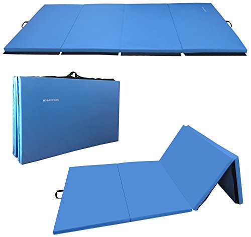 BalanceFrom GoGym All-Purpose 4'x10'x2 Extra Thick High Density Anti-Tear Gymnastics Gym Folding Exercise Aerobics Mats (Blue)