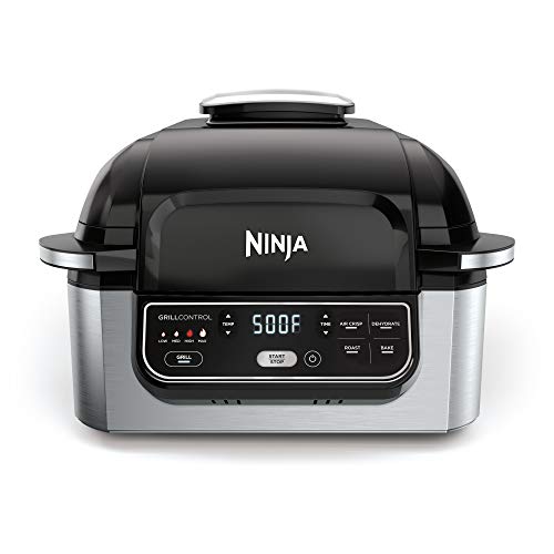 Ninja Foodi 5-in-1 4-Qt. Air Fryer, Roast, Bake, Dehydrate Indoor Electric Grill (AG301), 10' x 10', Black and Silver