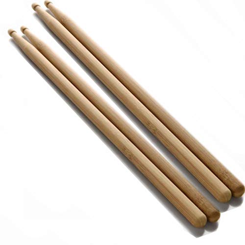 Miwayer 5A Bamboo Drumsticks Light Durable with Teardrop-shaped tips Musical Instrument Percussion Accessories (5B 2 Pair)