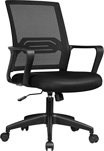 ComHoma Office Chair Ergonomic Desk Chair Mesh Computer Chair Mid Back Mesh Home Office Swivel Chair, Modern Executive Chair with Armrests Lumbar Support(Black),