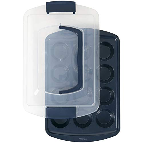 Wilton Non-Stick Diamond-Infused Navy Blue Muffin and Cupcake Pan, 12-Cup