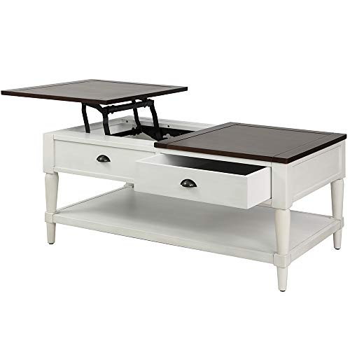 Depointer-Life Lift Top Coffee Table with 1 Storage Drawer and Shelf, Accent Elegant Wood Liftable Desk, Home Furniture for Living Room Reception Room Office