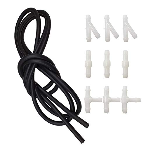 BUENNUS Universal Car Windshield Washer Hose Repair Kit 200cm/78.8inch Windshield Wiper Fluid Tube with 9 Pieces Hose White Connectors Wiper Fluid Hose Kit Connect Car Water Pump and Wiper Nozzles