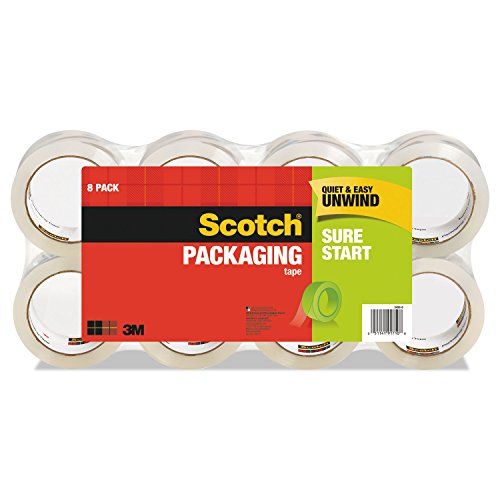 Scotch Sure Start Shipping Packaging Tape, 1.88 in. x 54.6 yds., Clear, 8 Rolls/Pack