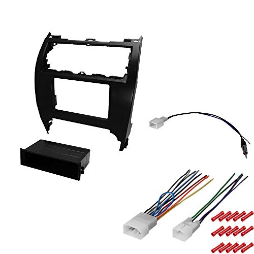 CACHÉ KIT593 Bundle with Car Stereo Installation Kit for 2012 – 2014 Toyota Camry – in Dash Mounting Kit, Harness, Antenna for Single or Double Din Radio Receiver (4 Item)