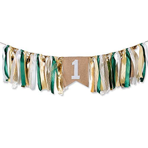 Field Green Style Highchair Banner Baby Girls Boys 1st Birthday Party High Chair Bunting Garland Decoration