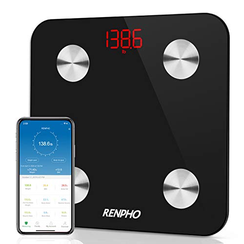 RENPHO Smart Bathroom Scale, Bluetooth Body Fat Monitor Weight Scale, Digital BMI Key Composition Analyzer for Weight, Fat, Muscle Mass, 396lbs