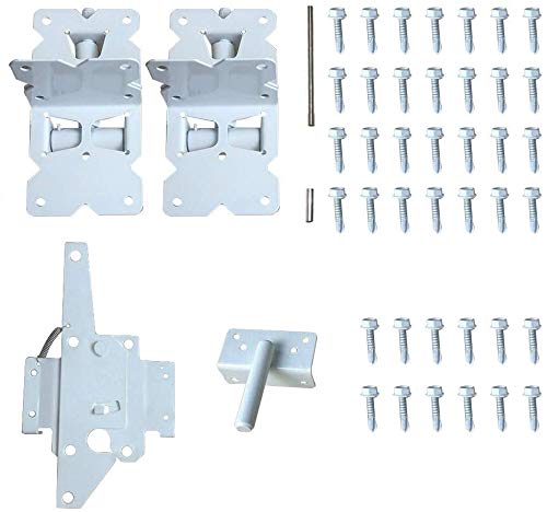 ZEKOO Gate Hinges Self-Closing for Vinyl and PVC Fences with Latch White Color (1, White)