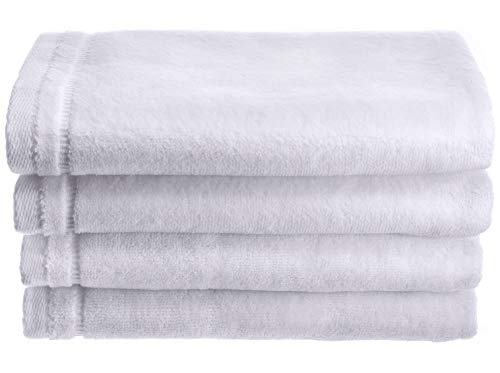 Creative Scents Cotton Velour Fingertip Towel, 4 Piece Set, 11 by 18-Inch, White