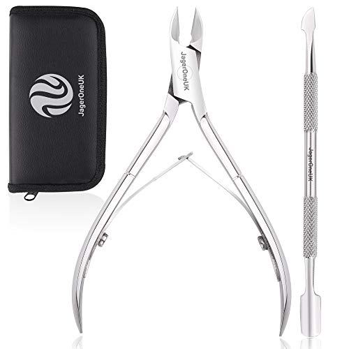 Professional Cuticle Nipper and Cuticle Pusher- Premium Stainless Steel Cuticle Trimmer, Pro-Manicure and Pedicure Tools, nails care damaged skin remover tool, cuticle clipper set for men and women.