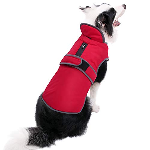 MIGOHI Reflective Waterproof Windproof Dog Coat Cold Weather Warm Dog Jacket Reversible Stormguard Design Winter Dog Vest for Small Medium Large Dogs Red XL