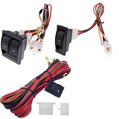 6Pcs 12V Universal Car Power Window Switch Regulator Kits with Wiring Harness for 2 Doors