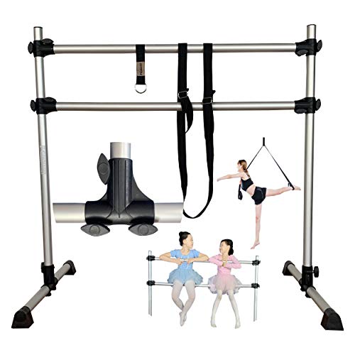 FC FUNCHEER 4 FT Double Aluminum Ballet Barre Light Weight,Portable,Adjustable with Leg Strecher for Dancing Stretching