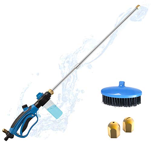 Hydro Jet Hose Pressure Washer Wand for Garden Hose- Portable Pressure Water Gun, Car Wash Sprayer with Soap Dispenser, Power Wash Nozzle Hose Attachment with Car Wash Brush