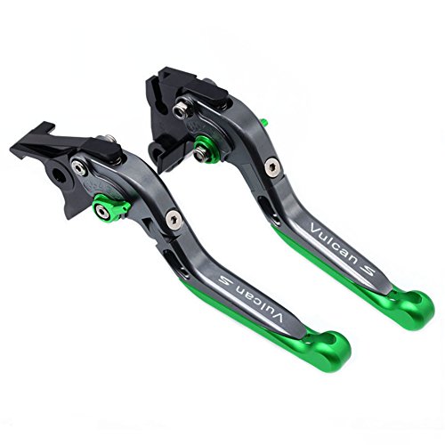 for Kawasaki Vulcan/S 650 2015-2017 Green Grey Folding Extendable Brake Clutch Accessories Engraved Levers
