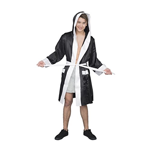 Adult Halloween Costume Boxing Robe with Hood (Black)