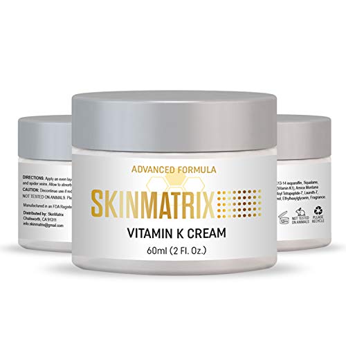 Vitamin K Cream- Reduces the Appearance of Bruising, Dark Under Eye Circles, Spider Veins, Broken Capillaries, Redness, and Age Spots for Face & Body.
