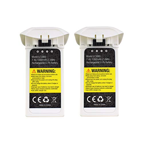 Fytoo Accessories 7.4V 1000mah Lithium Battery for D58 U88 Four-Axis Aircraft Accessories Remote Control Drone Battery White (2PCS)