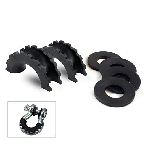 1 Pair Black D-Ring Isolator and 4 Pcs Washers,Shackle Isolator Kit Protect Your Bumper and Reduce Rattling,Fit for Jeep Off-road Vehicle SUV ATV UTV Truck 4WD--AutoSky