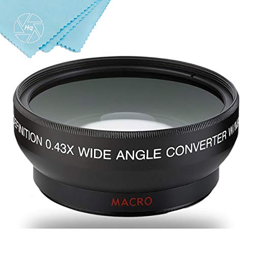 43mm 0.45x Wide Angle Lens with Macro for Canon Vixia HF R80, HF R82, HF R800, HF R70, HF R72, HF R700, HF R30, HF R32, HFM40, HFM41, HFM50, HFM52, HFM400, HFM500 Camcorder