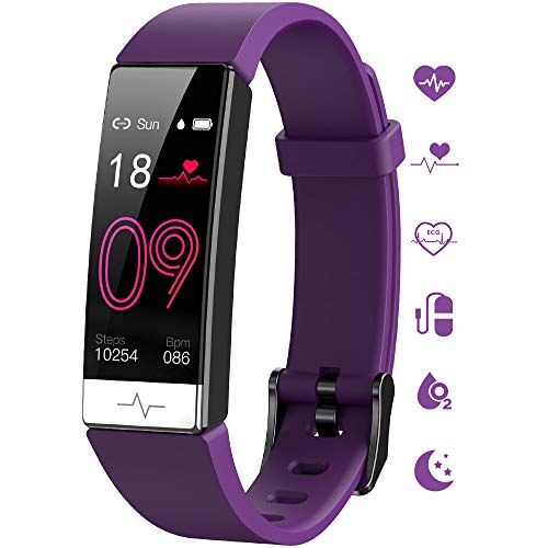 GOGUM Fitness Tracker, Heart Rate Monitor IP68 Waterproof Activity Tracker HRV Health Watch SPO2 Blood Oxygen Blood Pressure with Sleep Monitor and 11 Sport Modes for Women and Men (Purple)