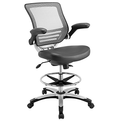 Modway Edge Drafting Chair - Reception Desk Chair - Flip-Up Arm Drafting Chair in Gray