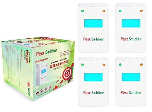 Pest Soldier Set of 4 The Original Ultrasonic Pest Repeller Electronic Plug in, [4-Pack ] - Repellent for Mice, Insects, Rats, Cockroaches, Spiders, Flies, Safe for Human
