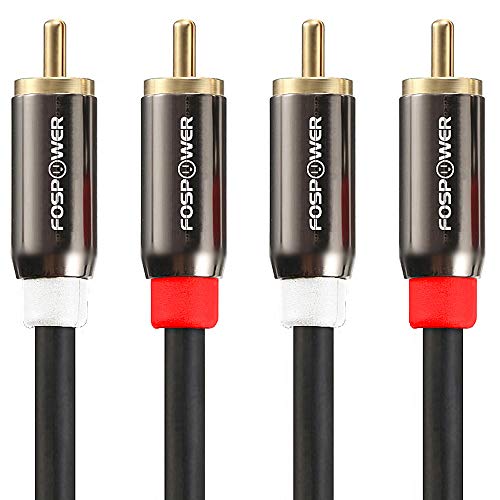FosPower (3 Feet) 2 RCA M/M Stereo Audio Cable [24K Gold Plated | Copper Core] 2RCA Male to 2RCA Male [Left/Right] Premium Sound Quality Plug
