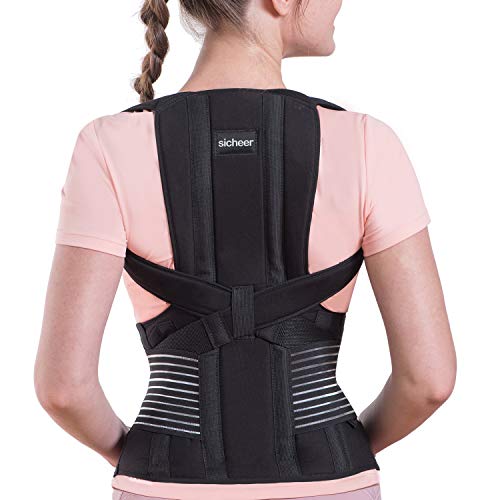 Posture Corrector for Women and Men Back Brace Straightener Shoulder Upright Support Trainer for Body Correction and Neck Pain Relief, Large, by Sicheer…