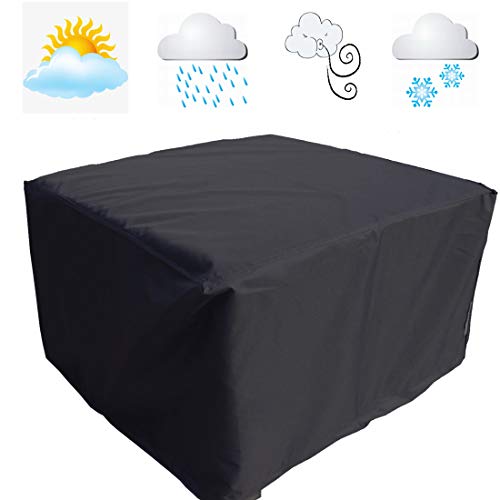 FLR 48x48x29in Patio Table Cover Square Black Waterproof Outdoor Dinner Protector Dust-Proof Table Desk Cover Furniture Covers with Storage Bags for Garden Outdoor Indoor Furniture