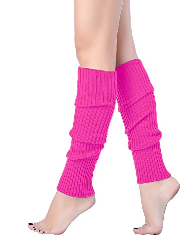 V28 Women Juniors 80s Eighty's Ribbed Leg Warmers for Party Sports (Rose)