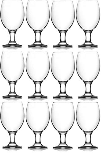 Epure Cremona Collection 12 Piece Water Goblet Glass Set - Strong Stemmed Glasses For Drinking Water, Juice, Wine, Mixed Drinks, and Cocktails (Water Goblet (13.5 oz))