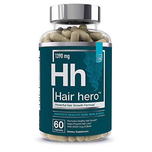 Hair Hero - Powerful Hair Growth Formula - Healthy Hair, Skin, and Nails - 5000 mcg Biotin | Essential Elements - 30 Day Supply
