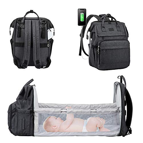 Foldable Baby Bed Backpack,Diaper Bag Changing Station,Waterproof,Portable Crib