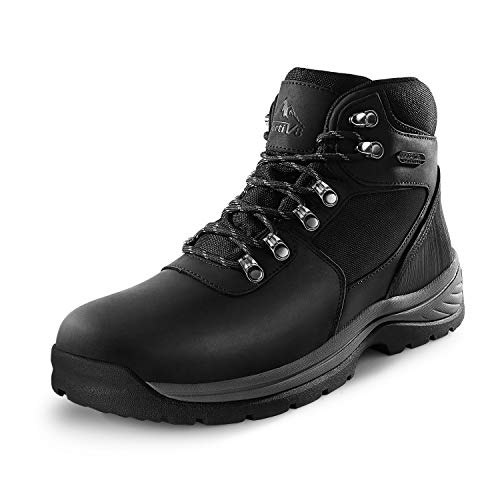 NORTIV 8 Men's Ankle Waterproof Hiking Boot Mid Leather Outdoor Work Boots Black Size 11 M US Helix