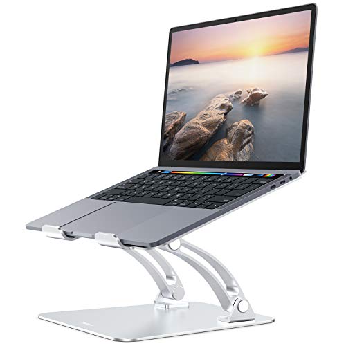 Nulaxy Laptop Stand, Ergonomic Height Angle Adjustable Computer Laptop Holder Compatible with MacBook, Air, Pro, Dell XPS, Samsung, Alienware All Laptops 11-17', Supports Up to 44 Lbs-Silver