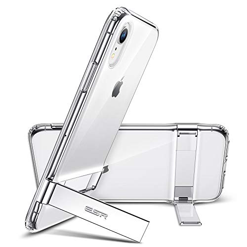 ESR Metal Kickstand Case for iPhone XR, [Vertical and Horizontal Stand] [Reinforced Drop Protection] Flexible TPU Soft Back for The iPhone XR, Clear