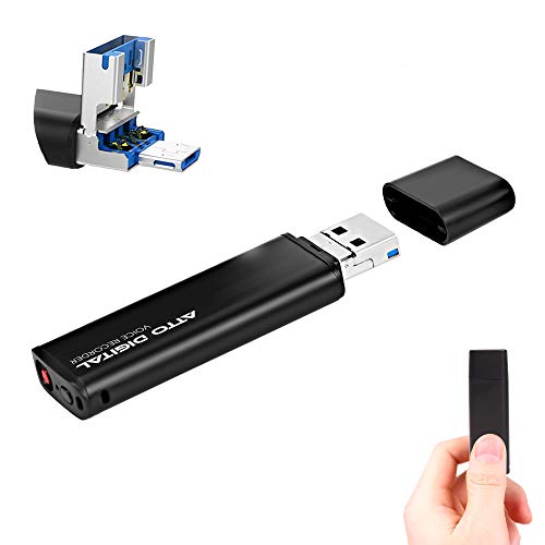 LightREC - Mini Voice Activated Recorder – Slim USB Flash Drive | 26 Hours Battery | 8GB - 94 Hours Capacity | 512 Kbps Audio Quality | Easy to Use USB Memory Stick Sound Recorder | by aTTo Digital