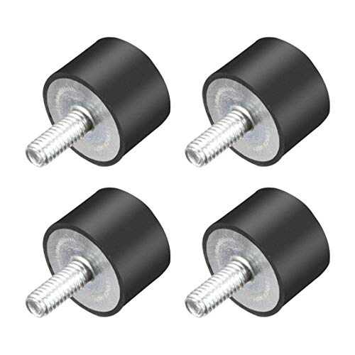 uxcell M4 Thread Rubber Mounts,Vibration Isolators,Cylindrical Shock Absorber with Studs 15 x 10mm 4pcs