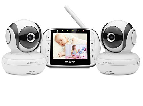 Motorola MBP36S-2 Video Baby Monitor -Two Cameras, 3.5' LCD Color Screen Display, 2-Way Audio -Remote Pan, Tilt, Zoom, Infrared Night Vision -5 Lullabies, Room Temperature Display, 1000ft Range