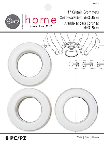 Dritz 44371 Plastic Curtain Grommets, 1-Inch, White, 8 Count