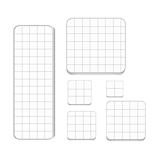 6 PCS Acrylic Stamping Blocks,Clear Stamp Block with Grid Lines,Acrylic Blocks Set for DIY Crafts,Scrapbooking
