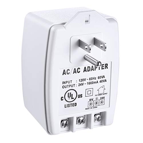 24VAC, 40 VA AC Transformer Plug in with PTC Fuse Compatible with Ring Nest Doorbell Thermostats UL Certified