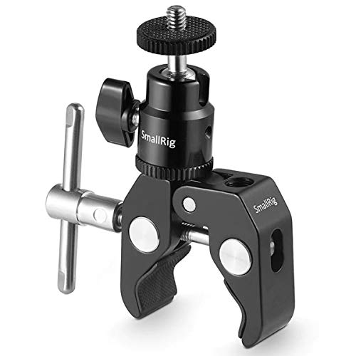 SMALLRIG Super Clamp Mount with Mini Ball Head Mount Hot Shoe Adapter with 1/4 Screw for LCD Field Monitor, LED Lights, Flash, Microphone, Gopro, Action Cam - 1124