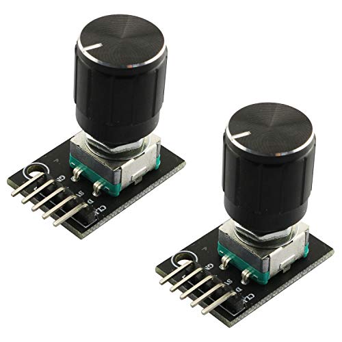RLECS 2pcs Encoder Module Brick Sensor clickable Switch 360 Degree Rotary KY-040 with Knob Cap for Arduino
