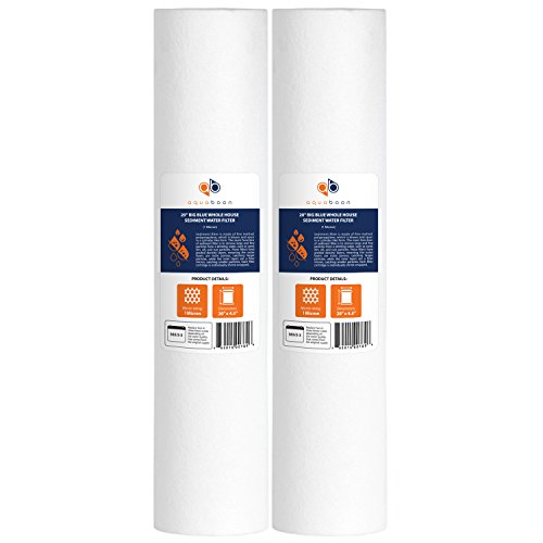 Aquaboon 1 Micron 20' Big Blue Sediment Water Filter Replacement Cartridge | Whole House Sediment Filtration | Compatible with AP810-2, SDC-45-2005, FPMB-BB5-20, P5-20BB, FP25B, 155358-43, 2 Pack